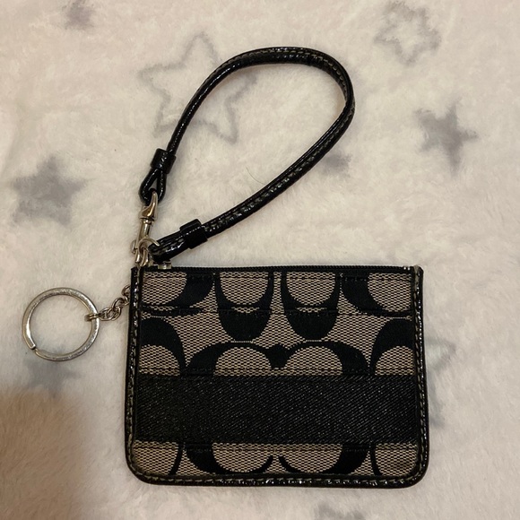 Coach Handbags - Coach Signature Brown Coin Card Zip Keychain Pouch